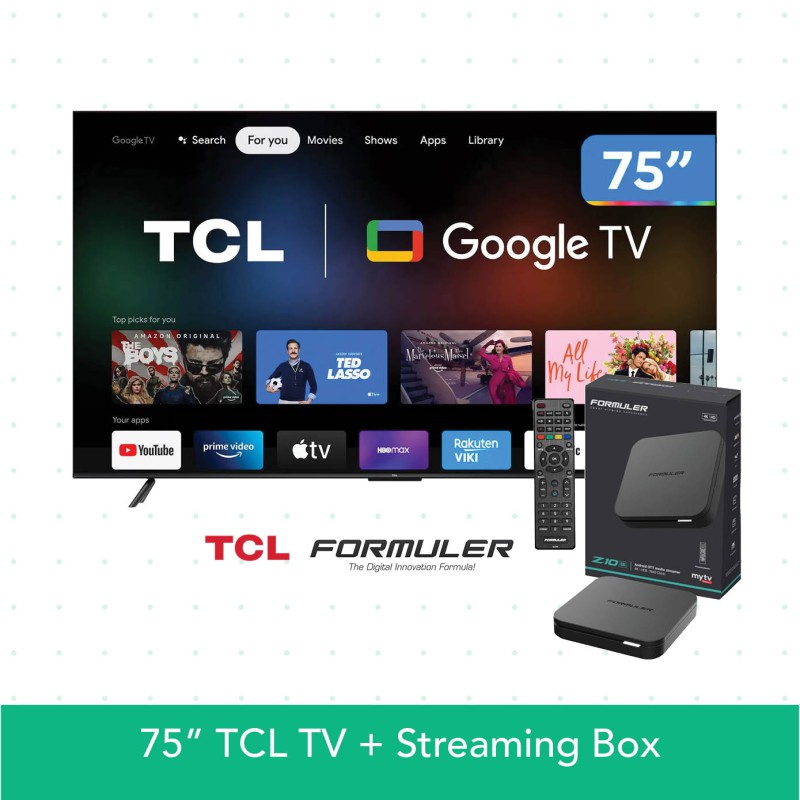 75" TCL TV + Streaming Box
